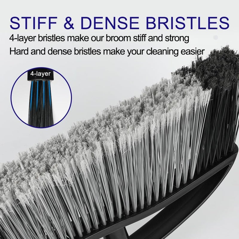 MuLing Heavy Duty Outdooor Broom - 15.7" Wide Broom with Long Adjustable Handle & Stiff Bristles for Patio, Garage, Yard, Garden (Black) - Image 4